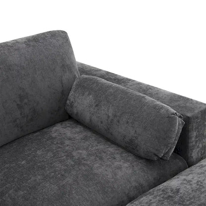 Canapé d'angle modulable en forme de U avec poches de rangement, coussins et pouf