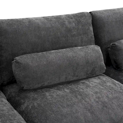 Canapé d'angle modulable en forme de U avec poches de rangement, coussins et pouf