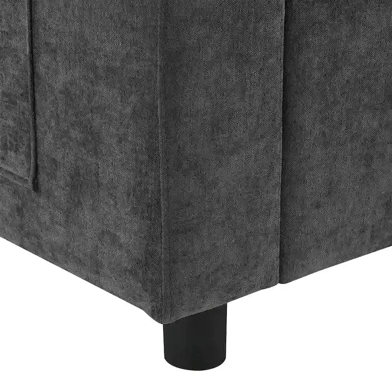 Canapé d'angle modulable en forme de U avec poches de rangement, coussins et pouf