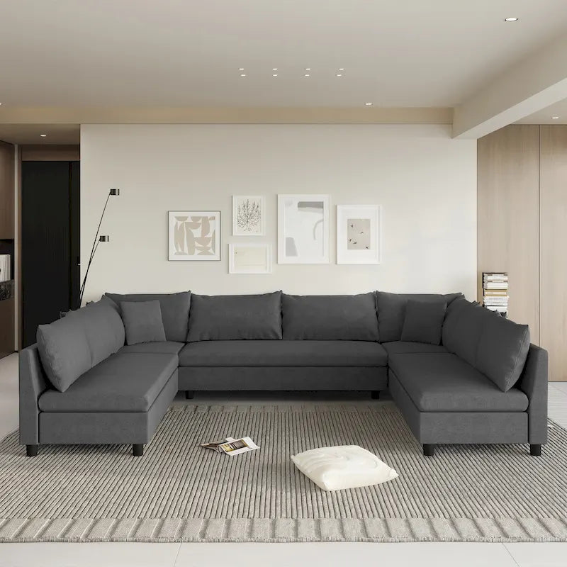 Canapé d'angle modulable, ensemble de canapé réversible en chenille en forme de U
