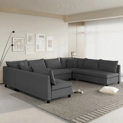 Canapé d'angle modulable, ensemble de canapé réversible en chenille en forme de U