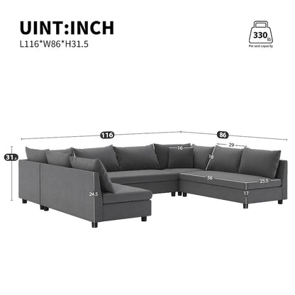 Canapé d'angle modulable, ensemble de canapé réversible en chenille en forme de U