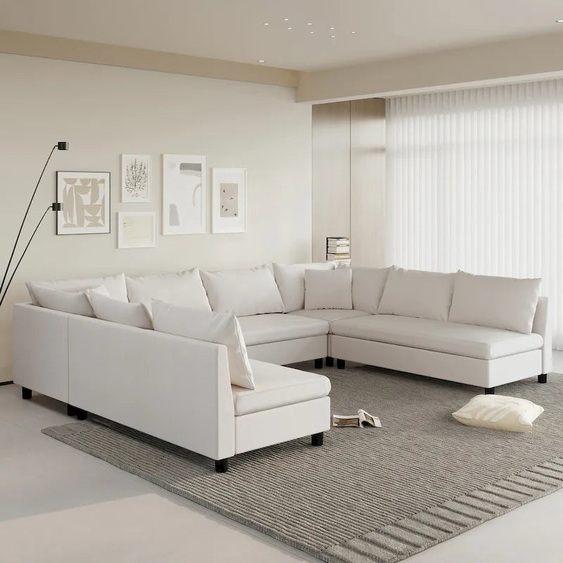 Canapé d'angle modulable, ensemble de canapé réversible en chenille en forme de U