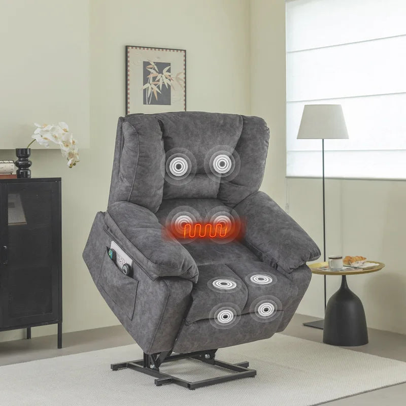 Fauteuil releveur électrique moderne, canapé de massage individuel avec chauffage lombaire et minuterie pour personnes âgées