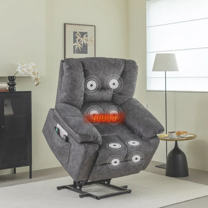 Fauteuil releveur électrique moderne, canapé de massage individuel avec chauffage lombaire et minuterie pour personnes âgées