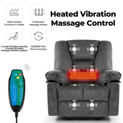 Fauteuil releveur électrique moderne, canapé de massage individuel avec chauffage lombaire et minuterie pour personnes âgées
