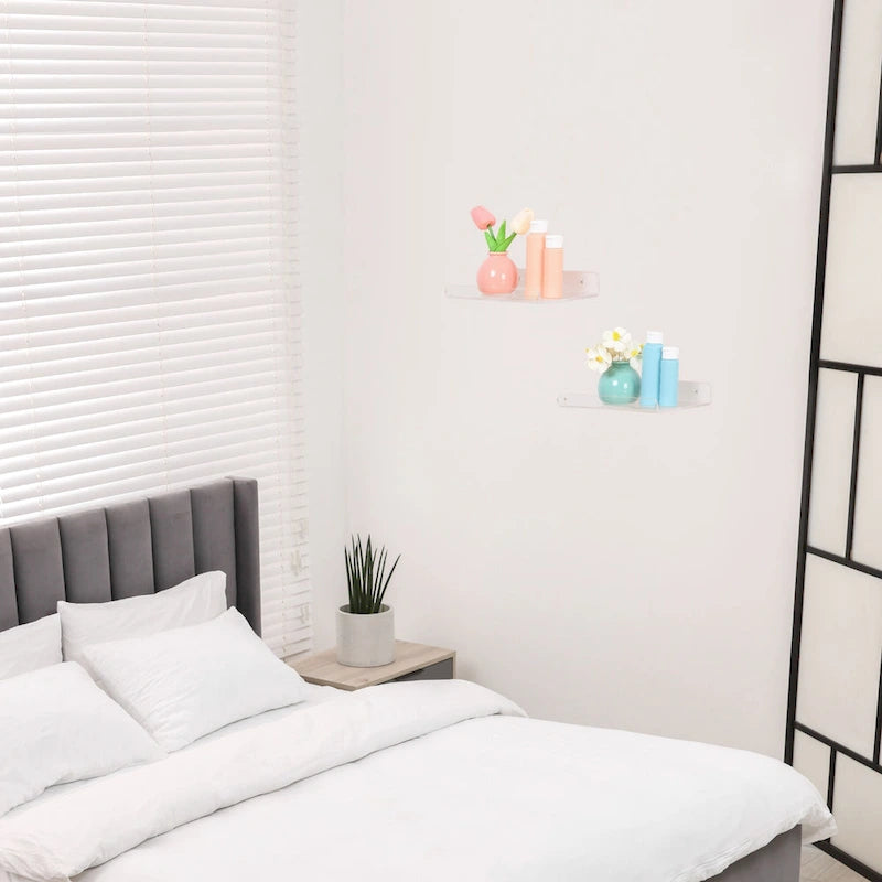 Étagères murales flottantes en acrylique transparent, idéales pour la salle de bain, la chambre, le salon et la cuisine.