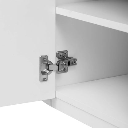 Meuble TV incurvé de 70,8 cm avec 3 tiroirs et 3 portes, meuble TV décoratif pour téléviseurs jusqu'à 80 pouces. Console multimédia.