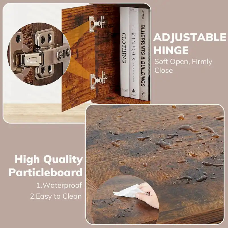 Meuble TV avec rangement pour centre multimédia 50/55/60 pouces, avec 2 placards et étagères
