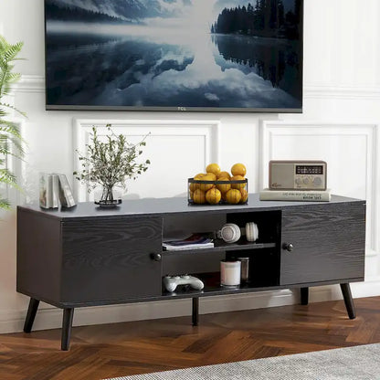 Meuble TV avec rangement pour centre multimédia 50/55/60 pouces, avec 2 placards et étagères