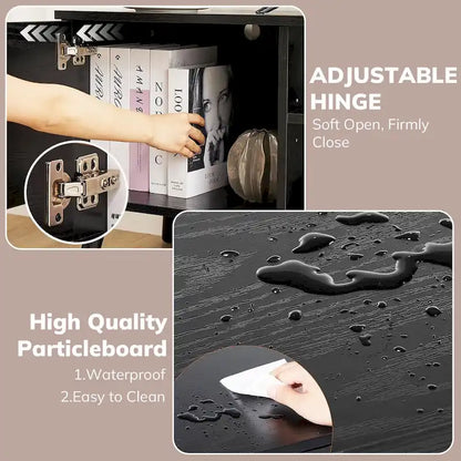 Meuble TV avec rangement pour centre multimédia 50/55/60 pouces, avec 2 placards et étagères