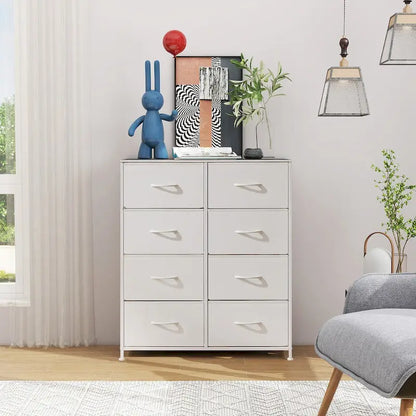 Commode élégante à 8 tiroirs pour chambre à coucher, tour de rangement haute avec plateau en bois