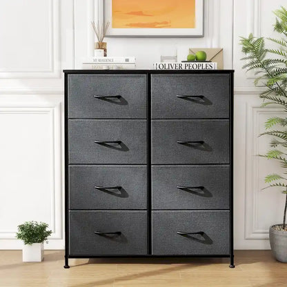 Commode élégante à 8 tiroirs pour chambre à coucher, tour de rangement haute avec plateau en bois