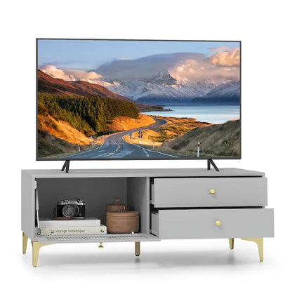 Meuble TV Costway moderne pour téléviseurs de 55 pouces avec placard à porte abattante 2 - Voir les détails