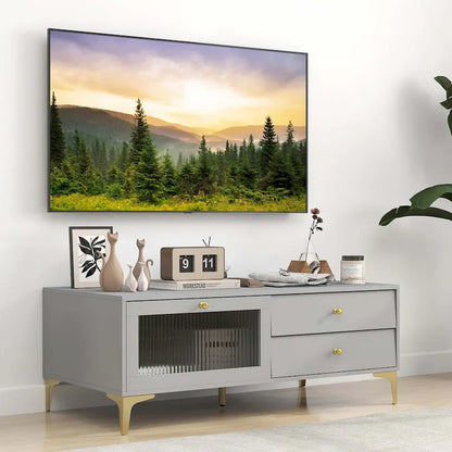Meuble TV Costway moderne pour téléviseurs de 55 pouces avec placard à porte abattante 2 - Voir les détails