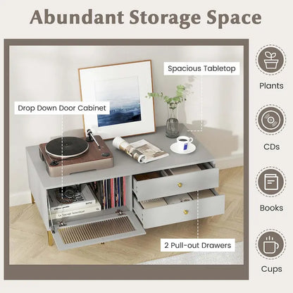 Meuble TV Costway moderne pour téléviseurs de 55 pouces avec placard à porte abattante 2 - Voir les détails