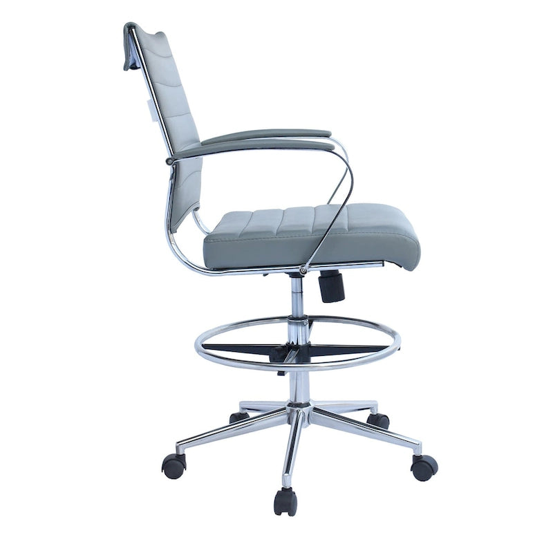 Tabouret de bureau avec accoudoirs, hauteur comptoir, roulettes, revêtement en cuir PU, inclinable et pivotant, pour bureau assis-debout.