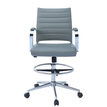 Tabouret de bureau avec accoudoirs, hauteur comptoir, roulettes, revêtement en cuir PU, inclinable et pivotant, pour bureau assis-debout.