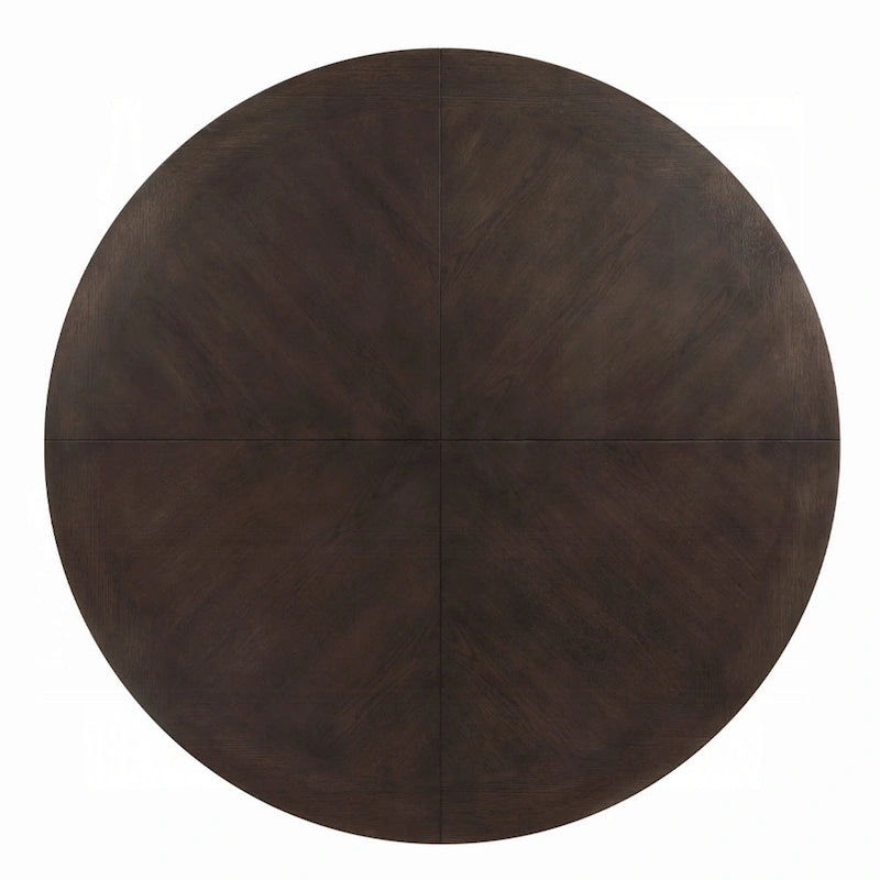 Table basse ronde, 60 pouces, bois brun expresso, pieds à trois cannelures