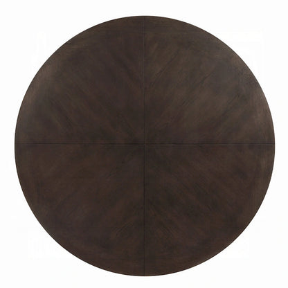 Table basse ronde, 60 pouces, bois brun expresso, pieds à trois cannelures