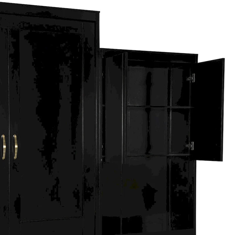 Lit escamotable Queen Size avec bureau, coiffeuse et armoires, couleur expresso