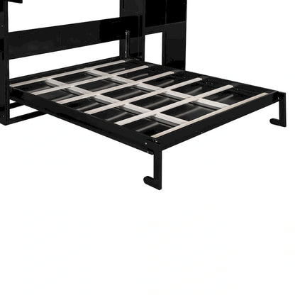 Lit escamotable Queen Size avec bureau, coiffeuse et armoires, couleur expresso