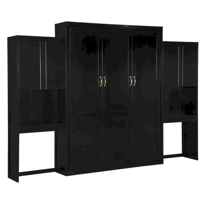 Lit escamotable Queen Size avec bureau, coiffeuse et armoires, couleur expresso