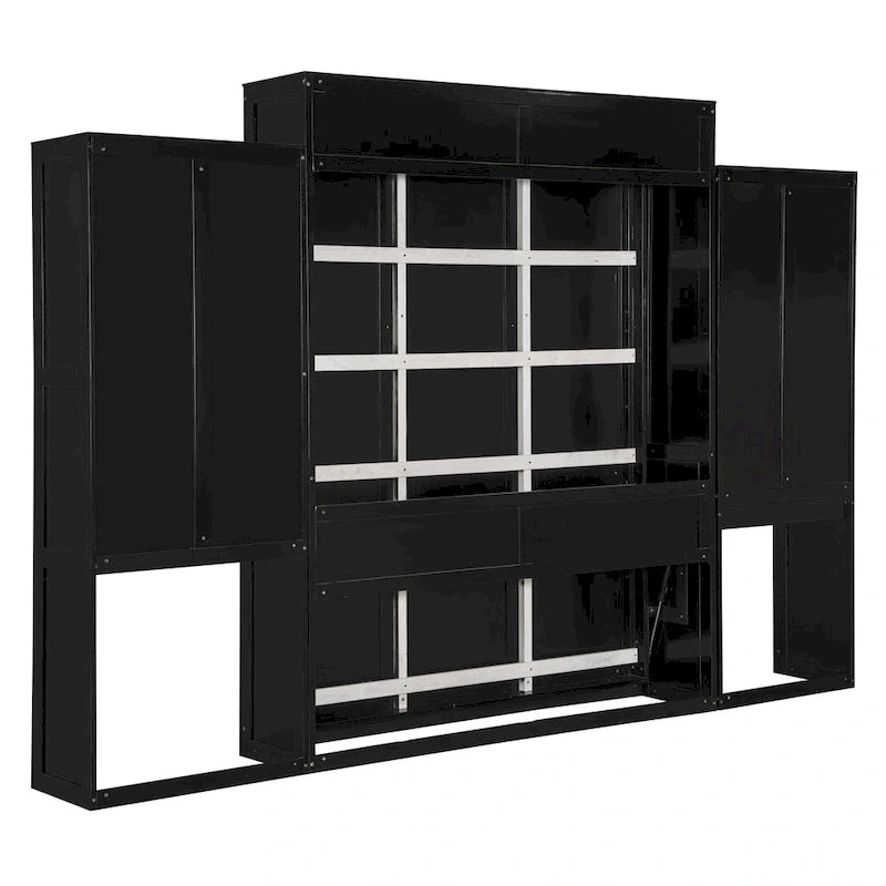 Lit escamotable Queen Size avec bureau, coiffeuse et armoires, couleur expresso