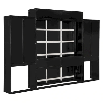 Lit escamotable Queen Size avec bureau, coiffeuse et armoires, couleur expresso