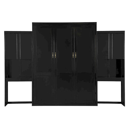 Lit escamotable Queen Size avec bureau, coiffeuse et armoires, couleur expresso