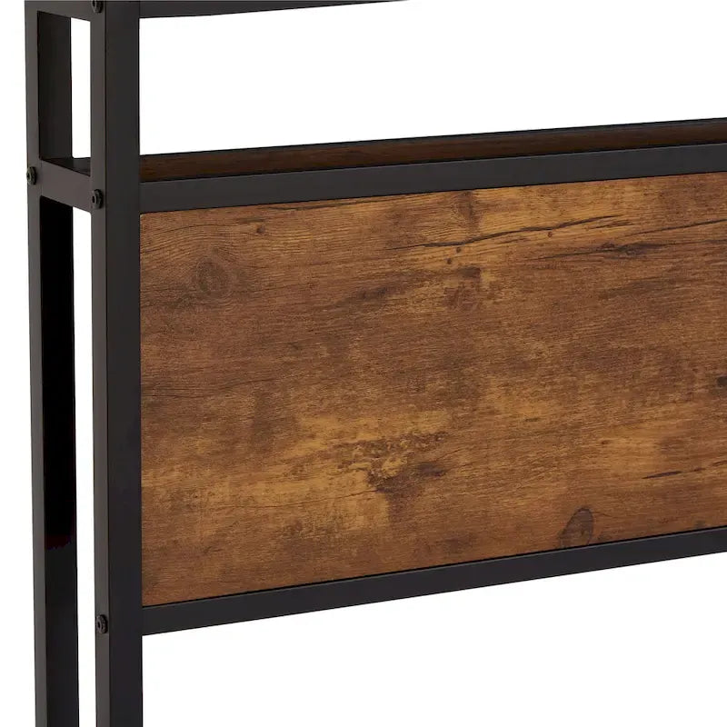 Lit plateforme en métal King Size avec lumières LED, tête de lit en bois et deux tiroirs pour chambre à coucher