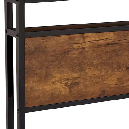 Lit plateforme en métal King Size avec lumières LED, tête de lit en bois et deux tiroirs pour chambre à coucher