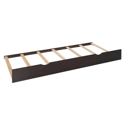 Lit moderne en bois avec armoire, étagère et prises électriques