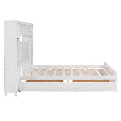 Lit moderne en bois avec armoire, étagère et prises électriques