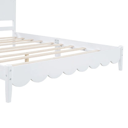 Lit plateforme en bois de style rétro, format queen, avec tête de lit rectangulaire