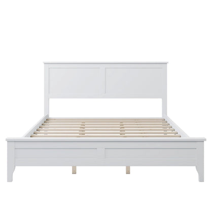 Lit plateforme moderne en bois massif blanc, format Queen, avec finition résistante à l'usure