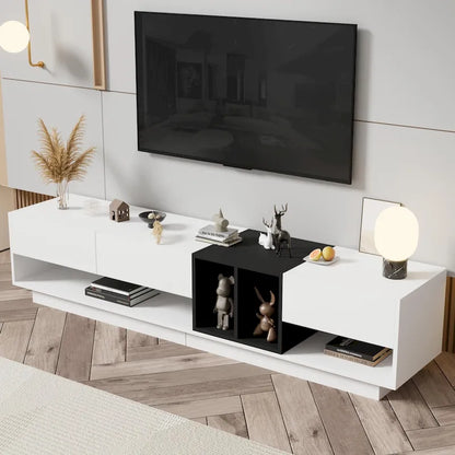Meuble TV 74 pouces avec rangement et compartiment pour téléviseurs jusqu'à 80 pouces