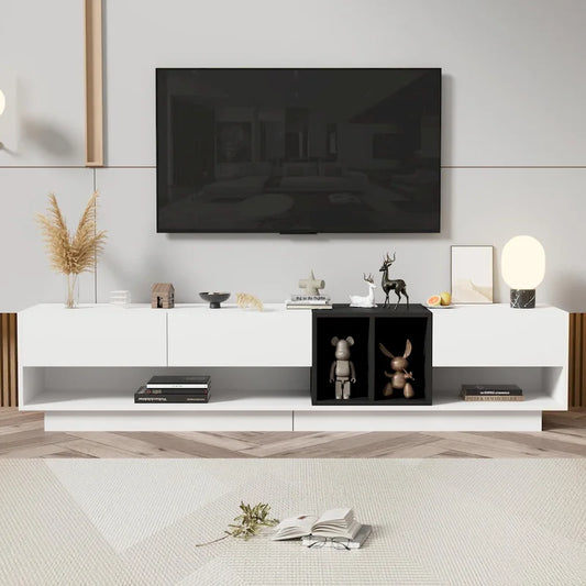 Meuble TV 74 pouces avec rangement et compartiment pour téléviseurs jusqu'à 80 pouces