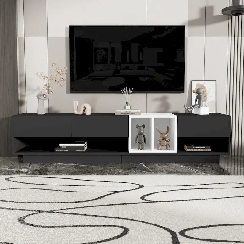 Meuble TV 74 pouces avec rangement et compartiment pour téléviseurs jusqu'à 80 pouces