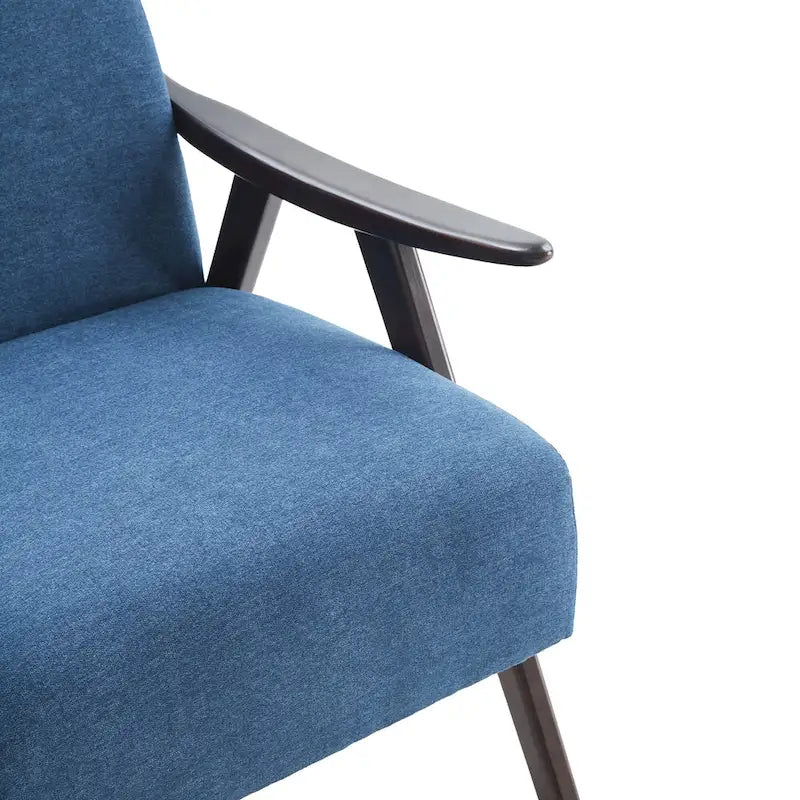 Fauteuil rembourré de style Mid-Century 27,7 avec structure en bois massif et repose-pieds.