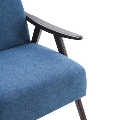 Fauteuil rembourré de style Mid-Century 27,7 avec structure en bois massif et repose-pieds.
