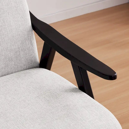 Fauteuil rembourré de style Mid-Century 27,7 avec structure en bois massif et repose-pieds.