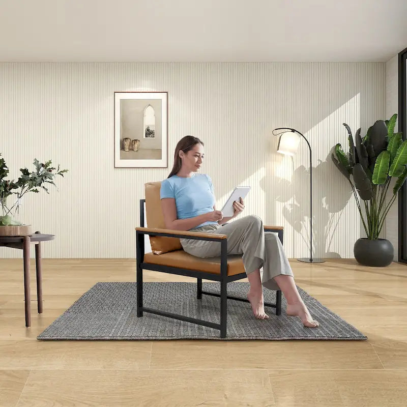 Fauteuil moderne de 74 cm avec pieds antidérapants à adsorption et structure métallique robuste