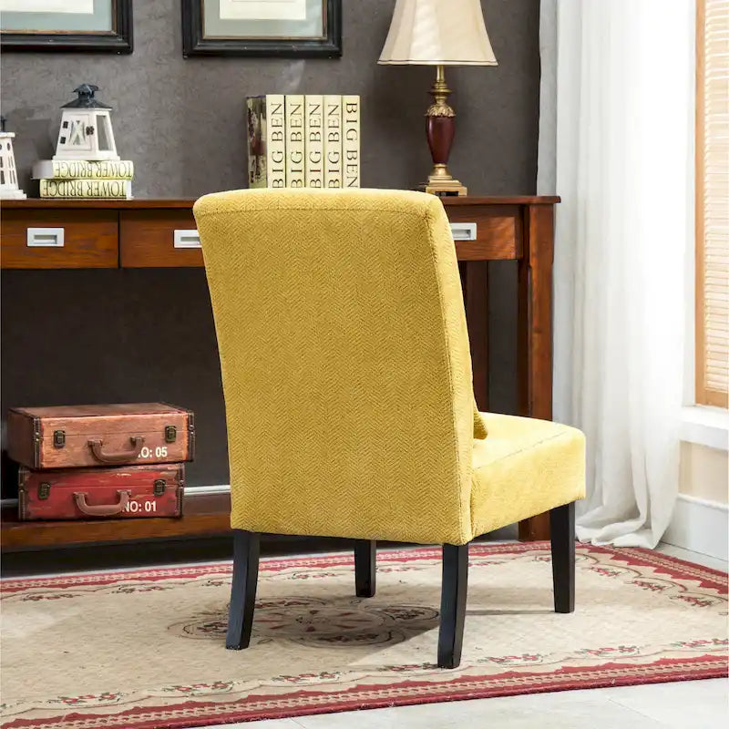 Fauteuil d'appoint moderne de 31,75 pouces (80,6 cm) à dossier haut, revêtu de polyester, avec coussin et pieds fuselés