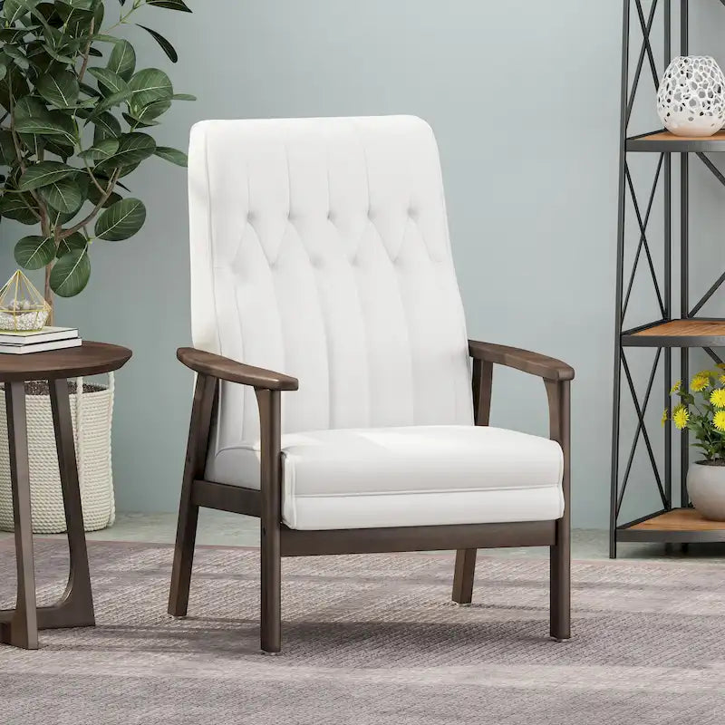Fauteuil d'appoint à dossier haut en similicuir de 25,75 pouces
