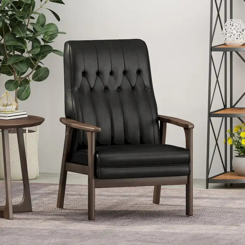 Fauteuil d'appoint à dossier haut en similicuir de 25,75 pouces