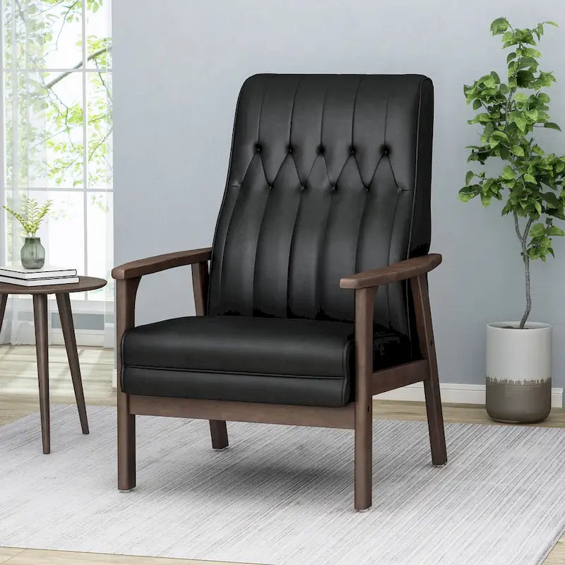 Fauteuil d'appoint à dossier haut en similicuir de 25,75 pouces