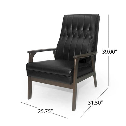 Fauteuil d'appoint à dossier haut en similicuir de 25,75 pouces