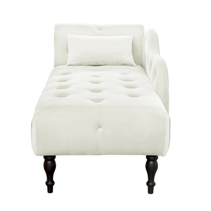 Chaise longue moderne 60.6 en velours capitonné avec pieds en bois massif et clous décoratifs
