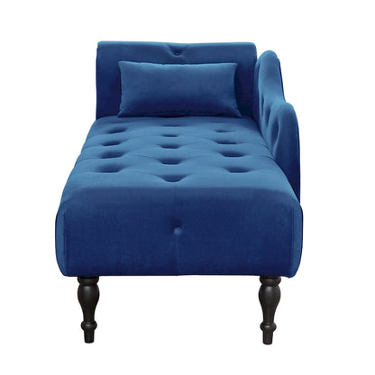 Chaise longue moderne 60.6 en velours capitonné avec pieds en bois massif et clous décoratifs